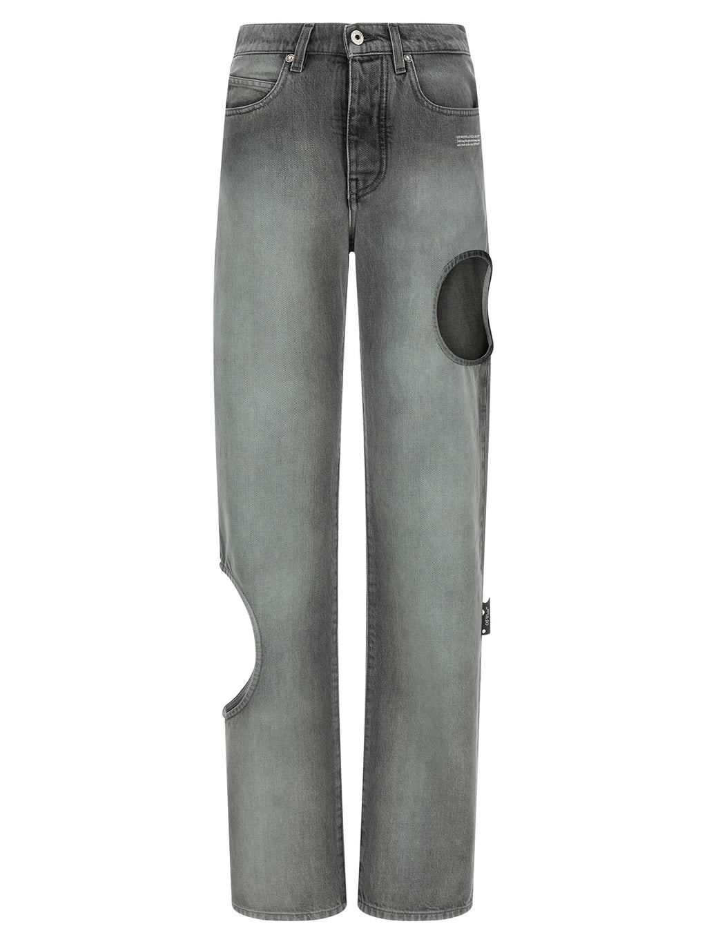 Off-White | Gray Cotton Straight-Leg Jeans