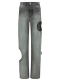 Off-White | Gray Cotton Straight-Leg Jeans