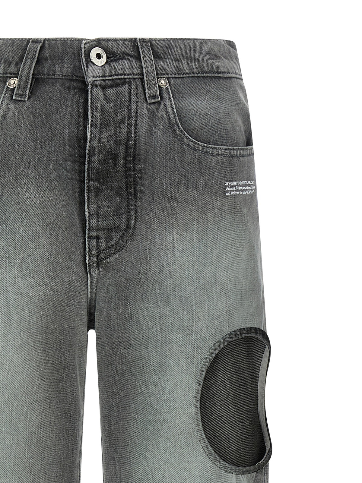 Off-White | Gray Cotton Straight-Leg Jeans