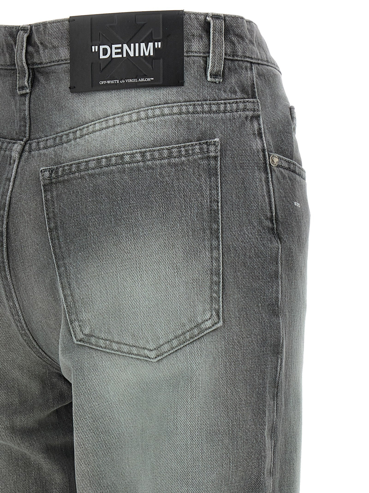 Off-White | Gray Cotton Straight-Leg Jeans
