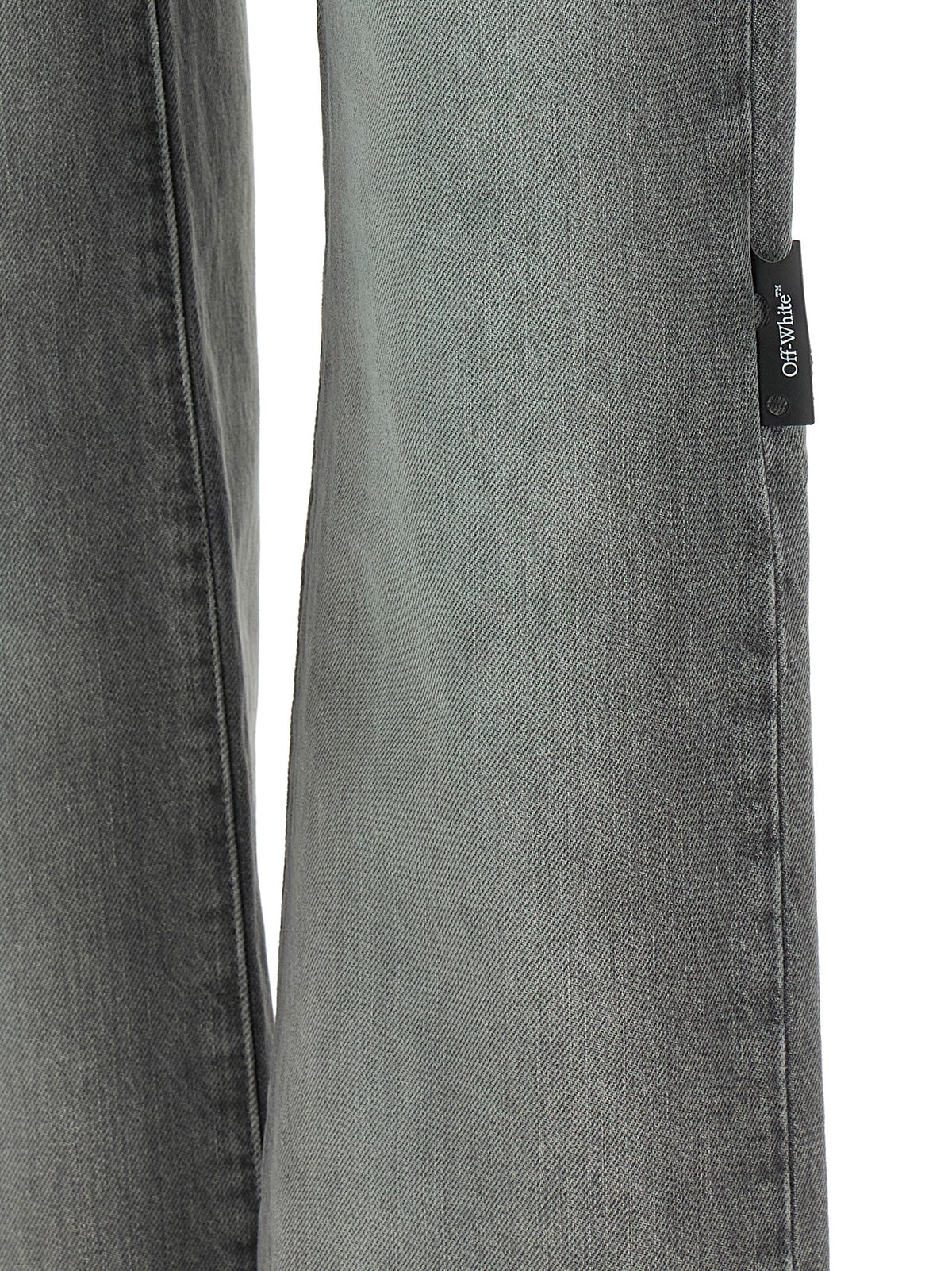 Off-White | Gray Cotton Straight-Leg Jeans