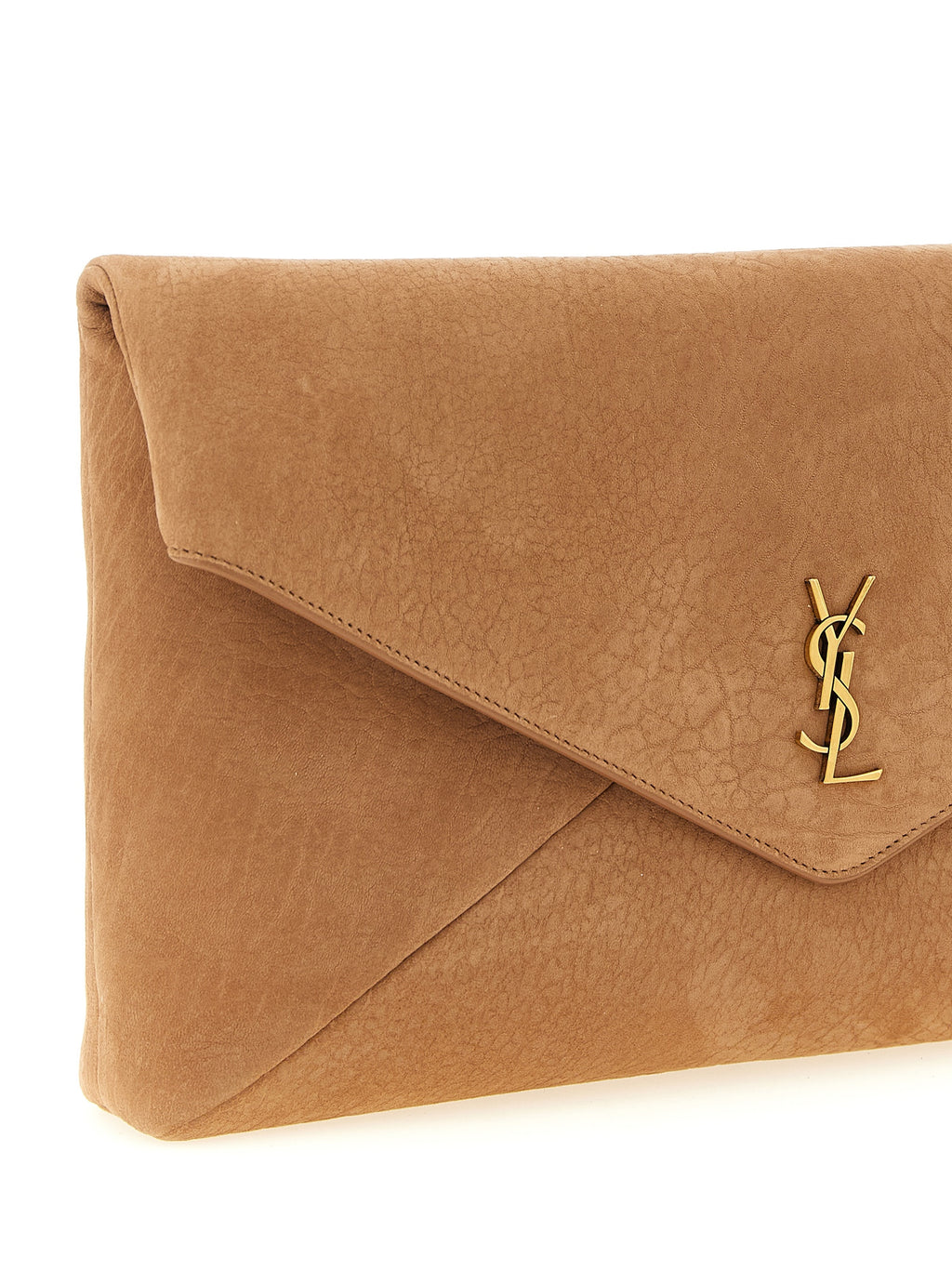 Saint Laurent | Brown Lamb Leather Clutch Bag