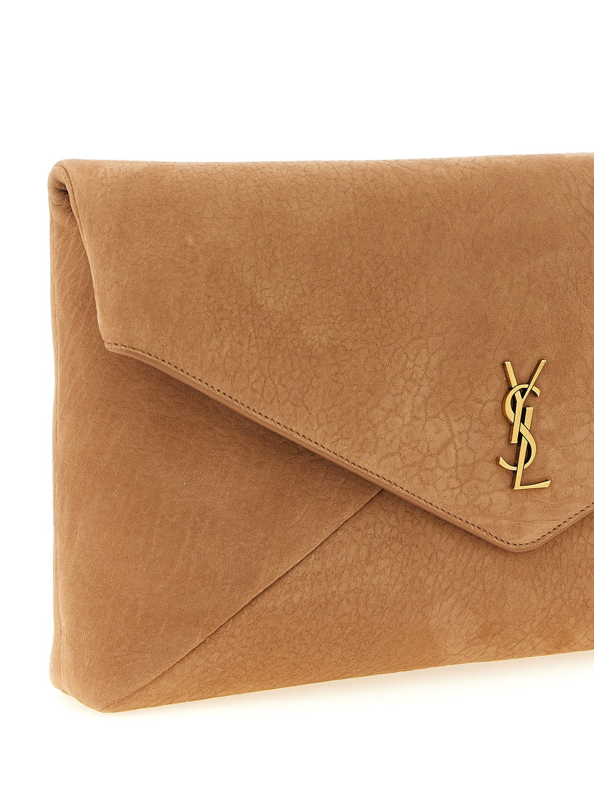 Saint Laurent | Brown Lamb Leather Clutch Bag