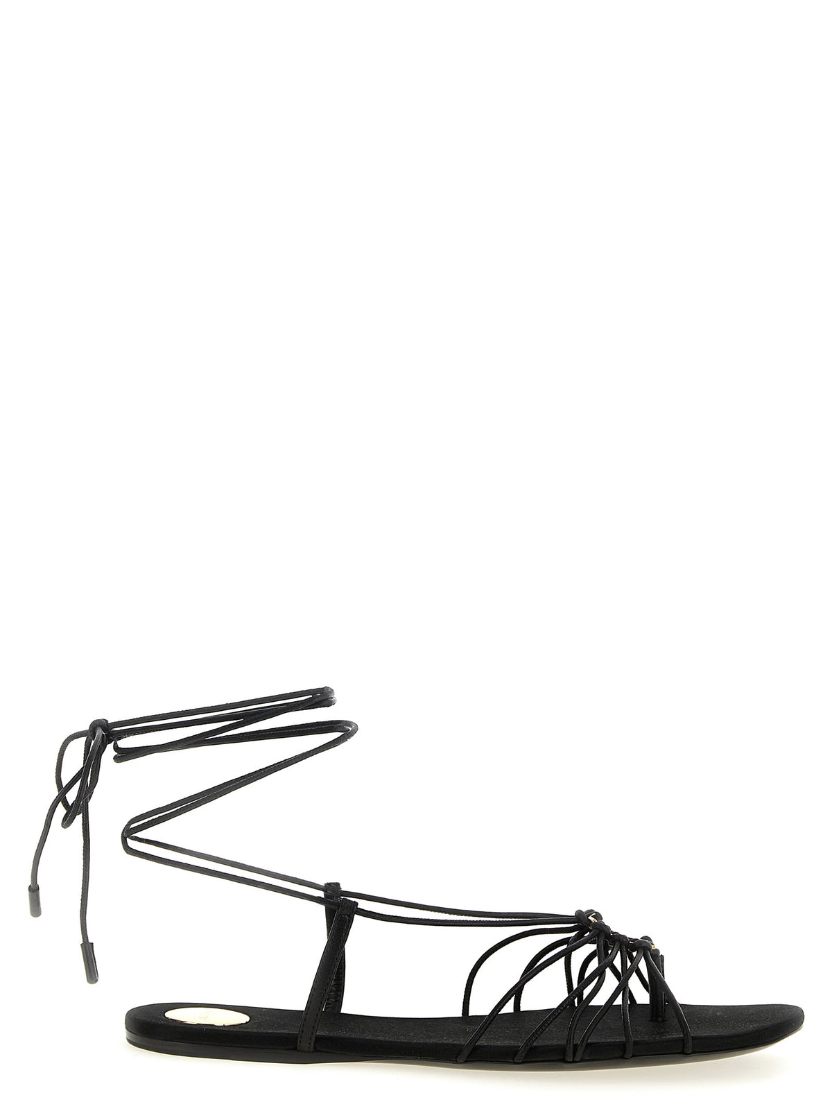 Saint Laurent | Black Lamb Leather Flat Sandals