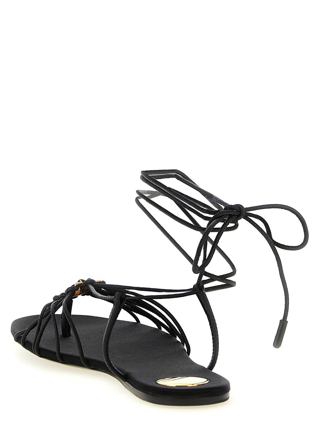 Saint Laurent | Black Lamb Leather Flat Sandals