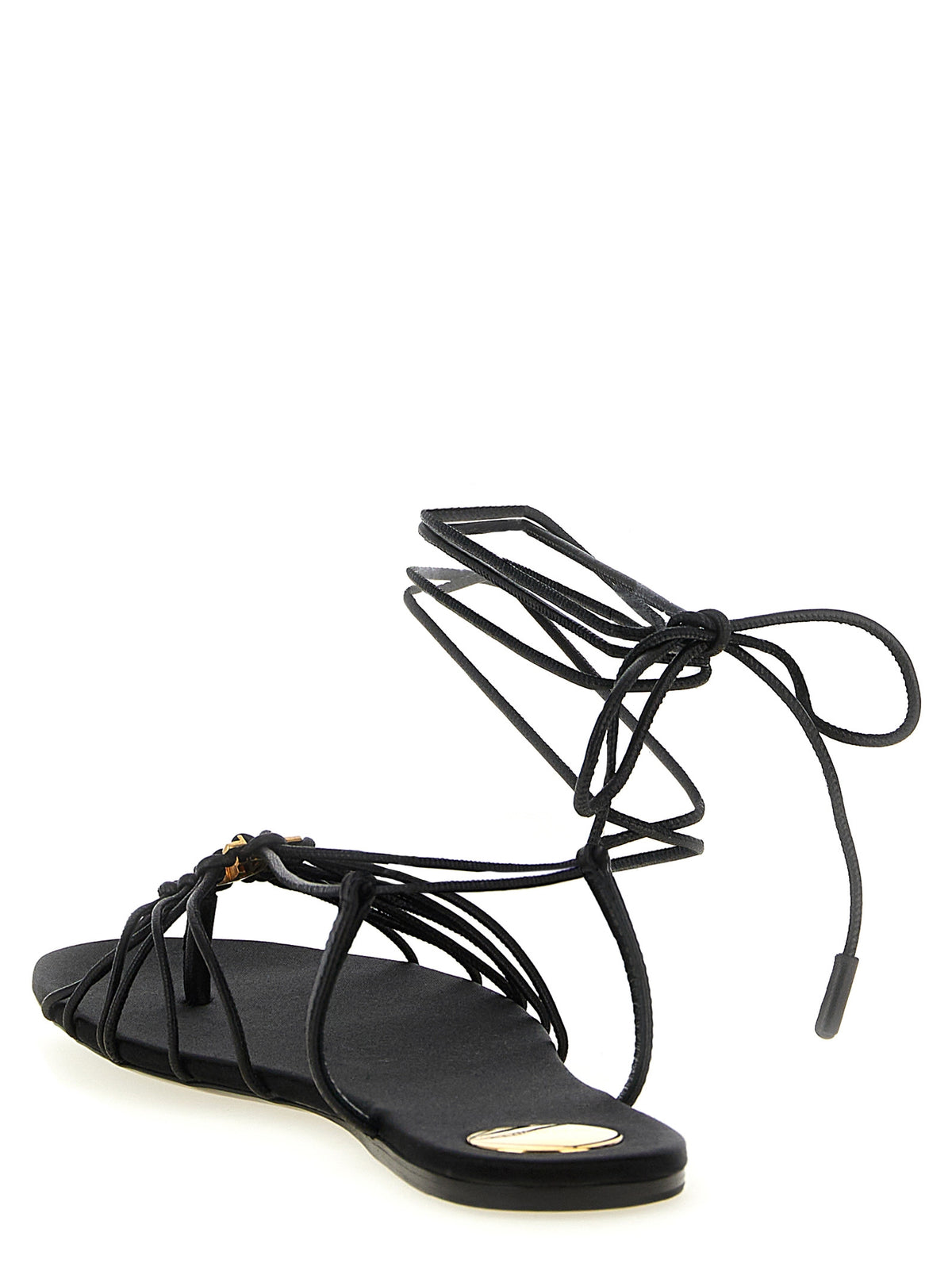 Saint Laurent | Black Lamb Leather Flat Sandals