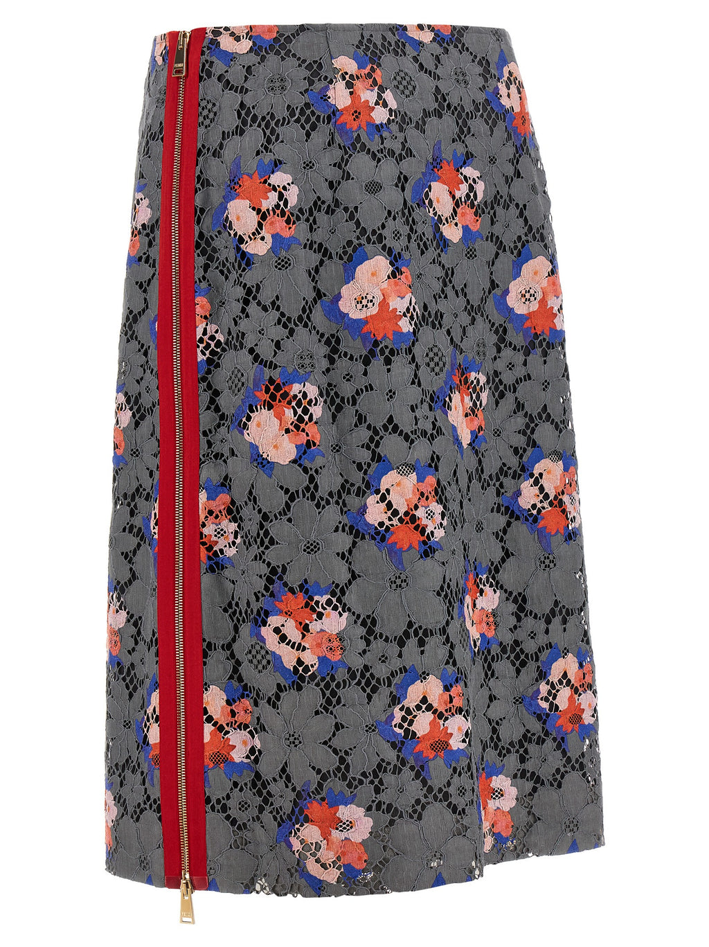 Fendi | Gray Cotton Midi Skirt