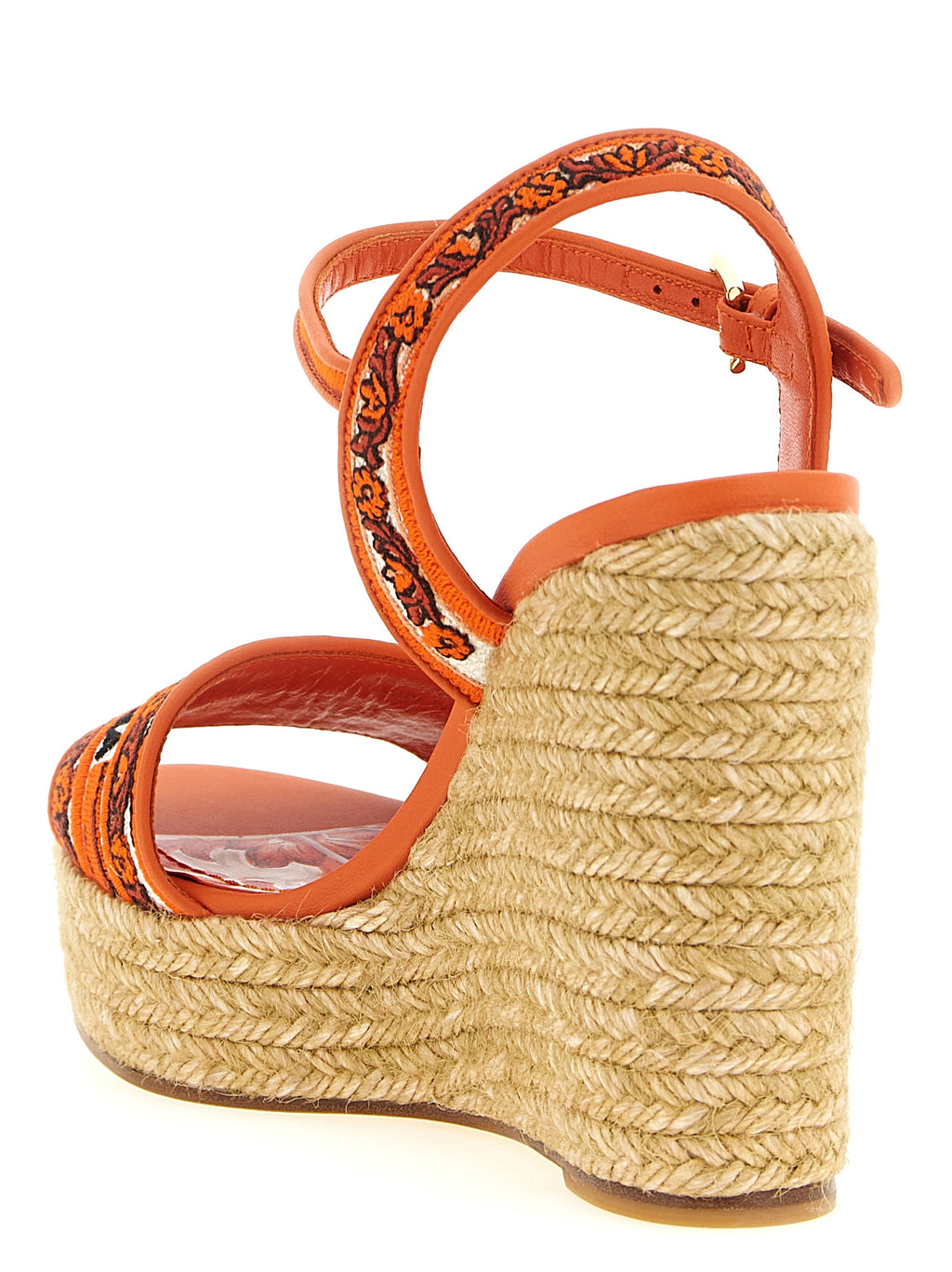 Dolce & Gabbana | Orange Cotton Wedge Sandals