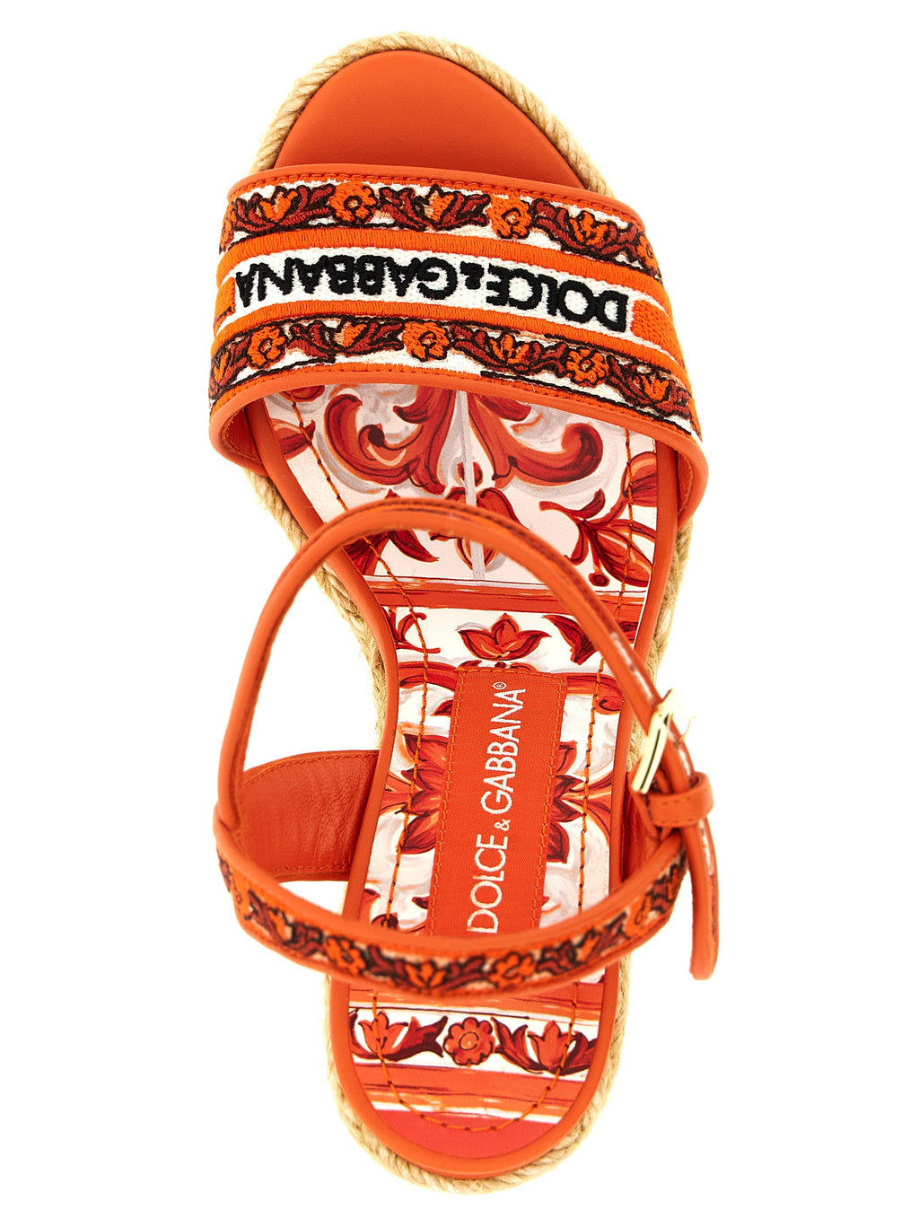Dolce & Gabbana | Orange Cotton Wedge Sandals