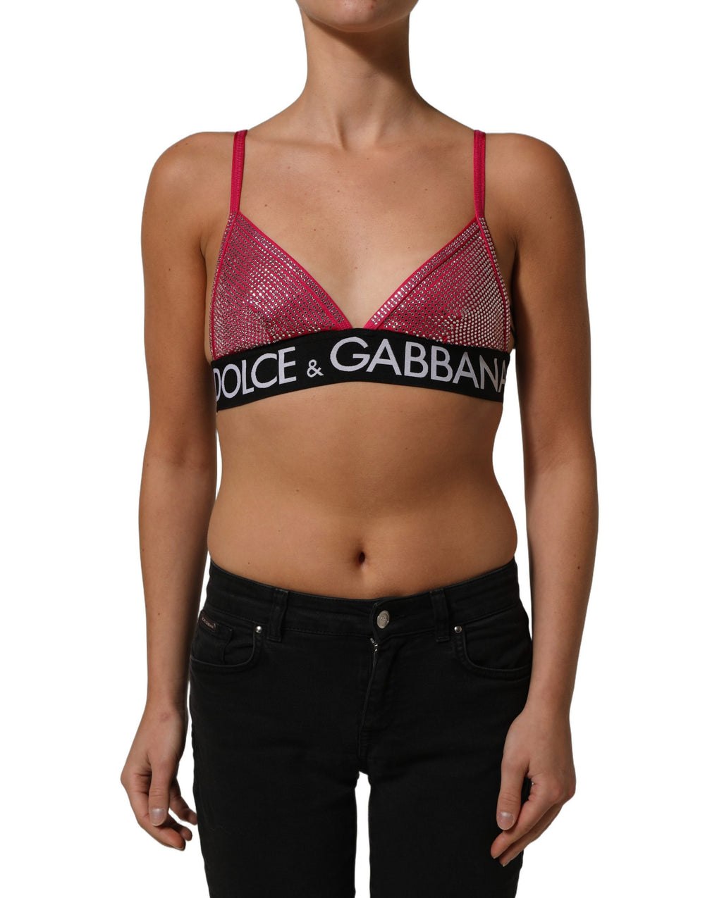 Dolce & Gabbana | Pink Crystal Embellished Bralette Crop Top