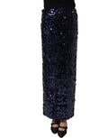 Dolce & Gabbana | Blue Sequin High Waist PencilCut Midi Skirt