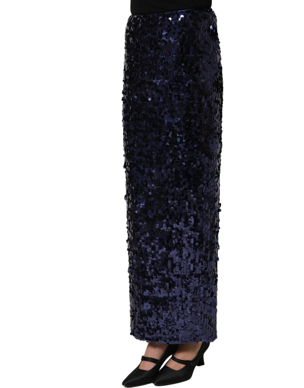 Dolce & Gabbana | Blue Sequin High Waist PencilCut Midi Skirt