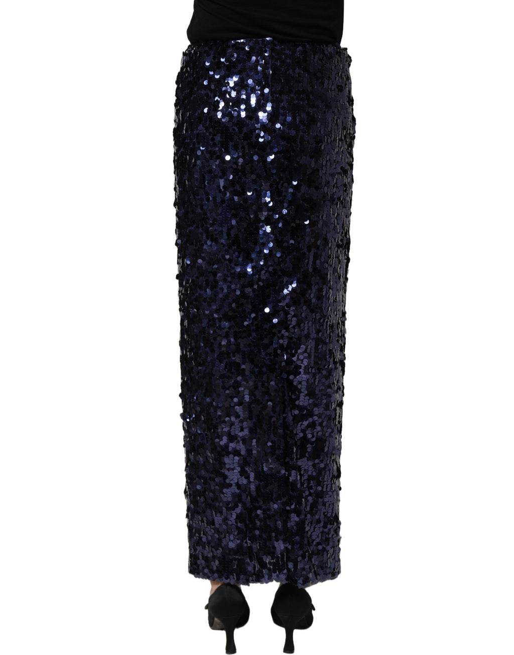Dolce & Gabbana | Blue Sequin High Waist PencilCut Midi Skirt