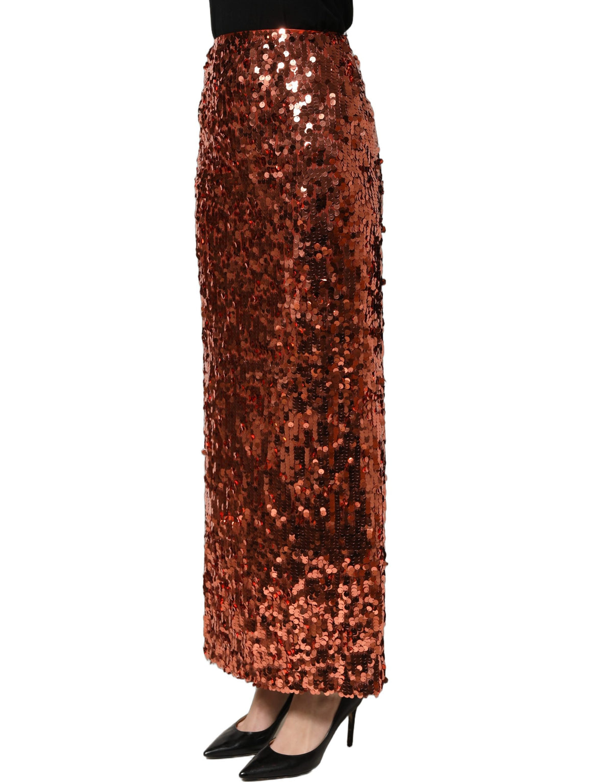 Dolce & Gabbana | Bronze Sequin HighWaist PencilCut Midi Skirt