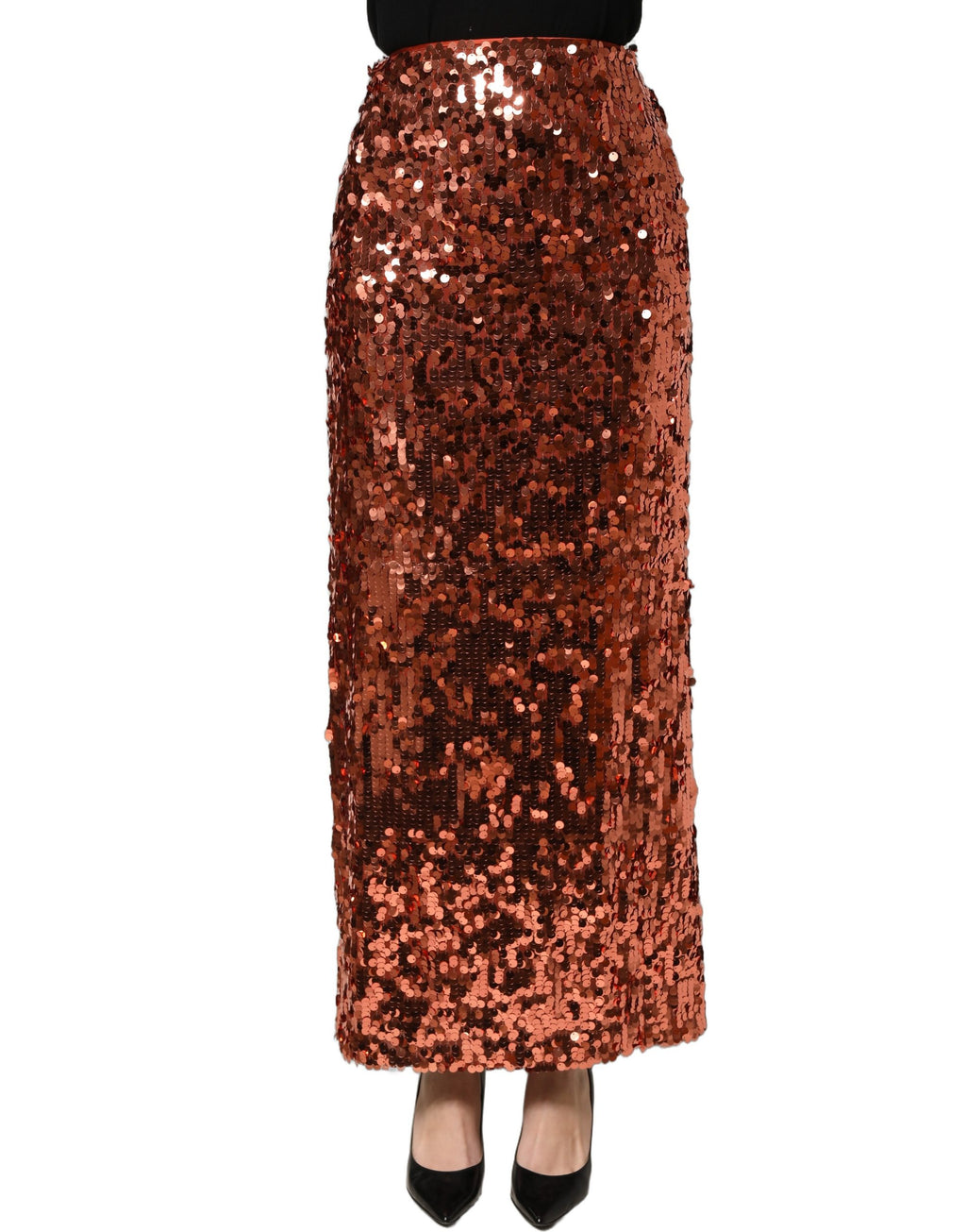 Dolce & Gabbana | Bronze Sequin HighWaist PencilCut Midi Skirt