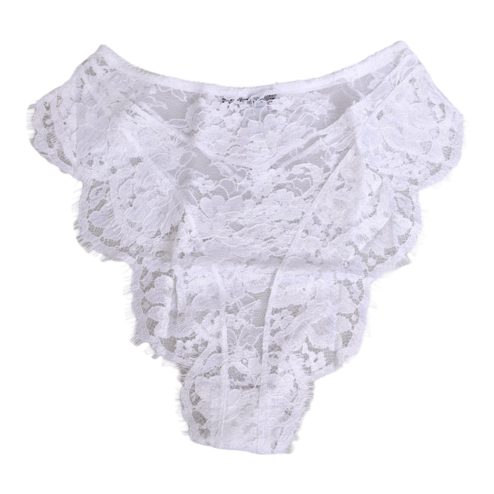 Dolce & Gabbana | White Floral Lace Low Rise Panty Underwear