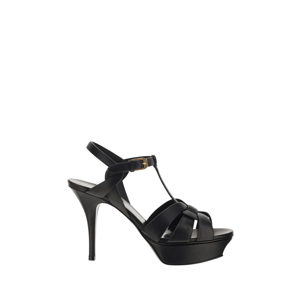 Saint Laurent | Black Calf Leather Bos Taurus Platform Sandals