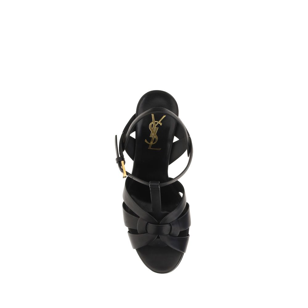 Saint Laurent | Black Calf Leather Bos Taurus Platform Sandals