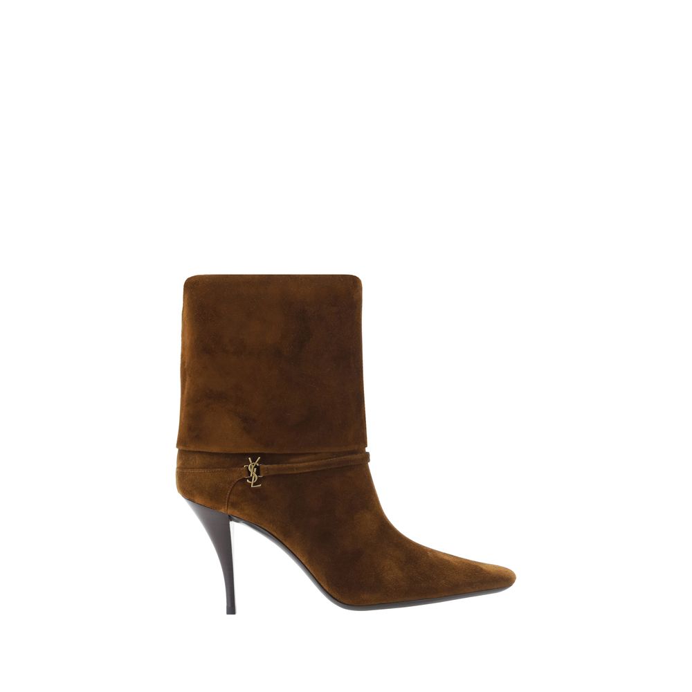 Saint Laurent | Brown Calf Leather Bos Taurus High Heel Boots