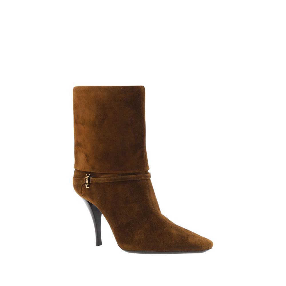 Saint Laurent | Brown Calf Leather Bos Taurus High Heel Boots