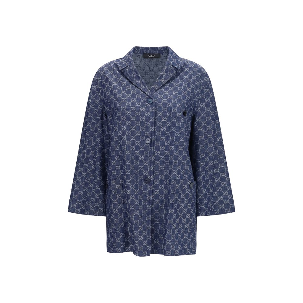 Gucci | Blue Cotton Full-Length Jacket