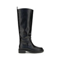 Stuart Weitzman | Black Calf Leather Bos Taurus Flat Boots