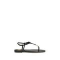 Saint Laurent | Black Calf Leather Bos Taurus Flat Sandals
