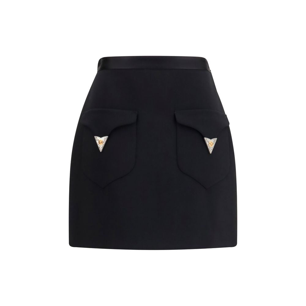 Versace | Black Wool Oves Aries Mini Skirt