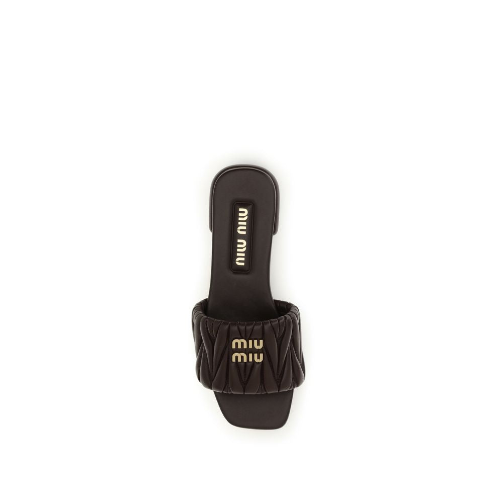 Miu Miu | Brown Calf Leather Bos Taurus Flat Sandals