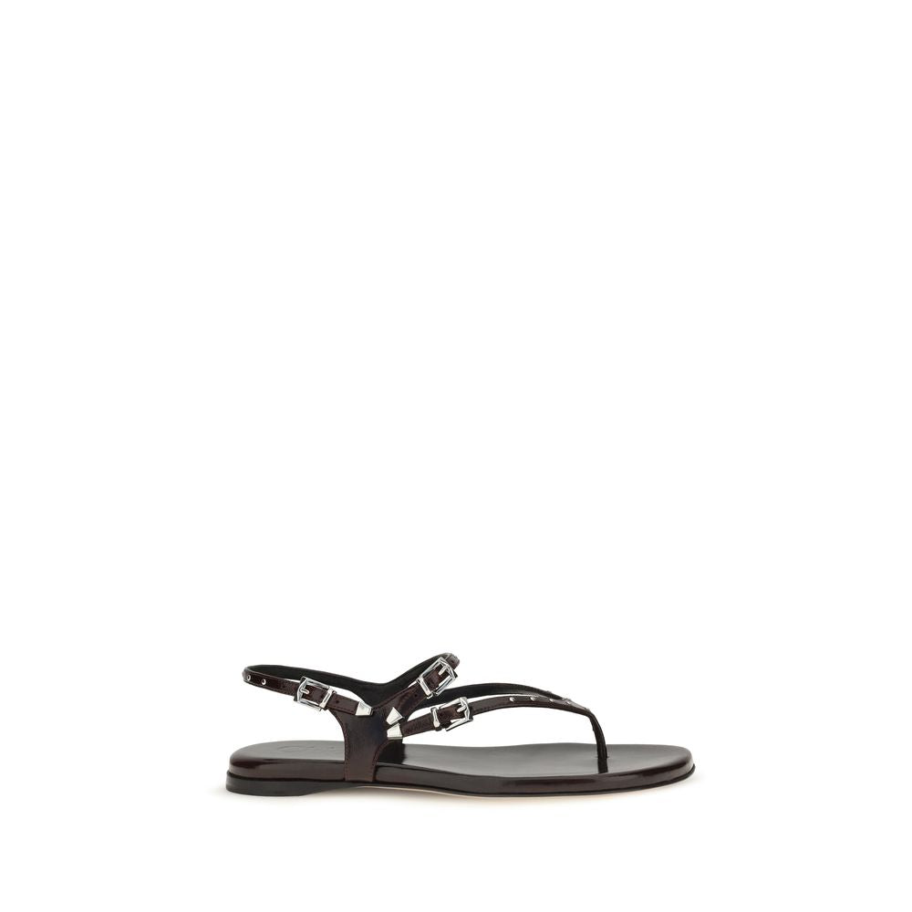 Chloé | Black Calf Leather Bos Taurus Flat Sandals