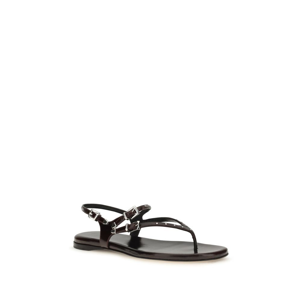 Chloé | Black Calf Leather Bos Taurus Flat Sandals