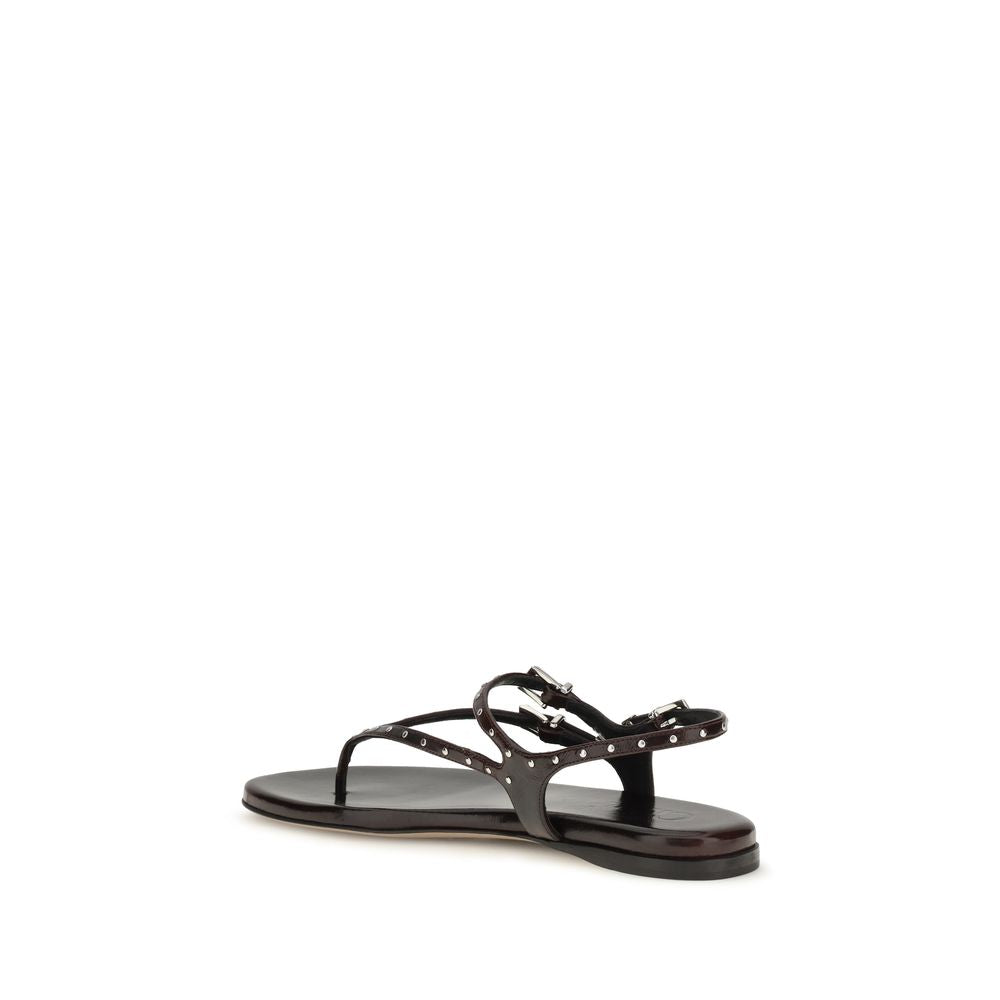 Chloé | Black Calf Leather Bos Taurus Flat Sandals