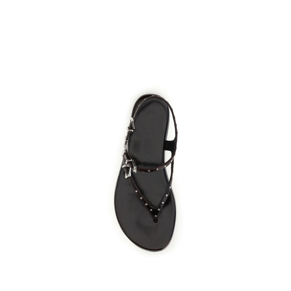 Chloé | Black Calf Leather Bos Taurus Flat Sandals