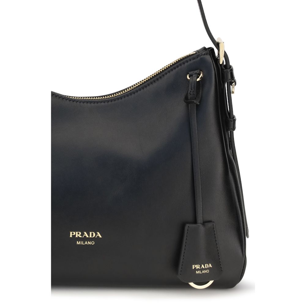 Prada | Black Calf Leather Bos Taurus Shoulder Bag