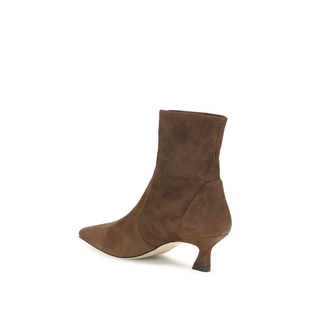 Stuart Weitzman | Brown Calf Leather Bos Taurus Ankle Boots