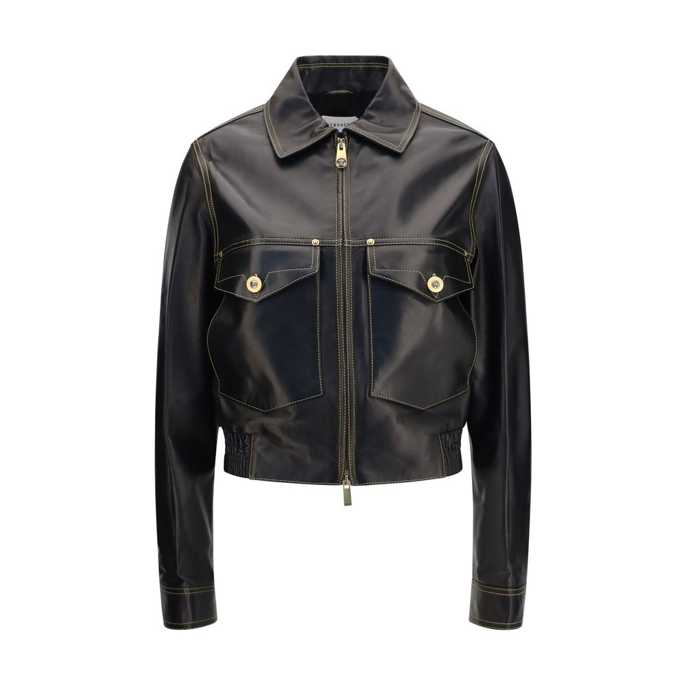 Versace | Black Lamb Ovis Aries Full-Length Jacket