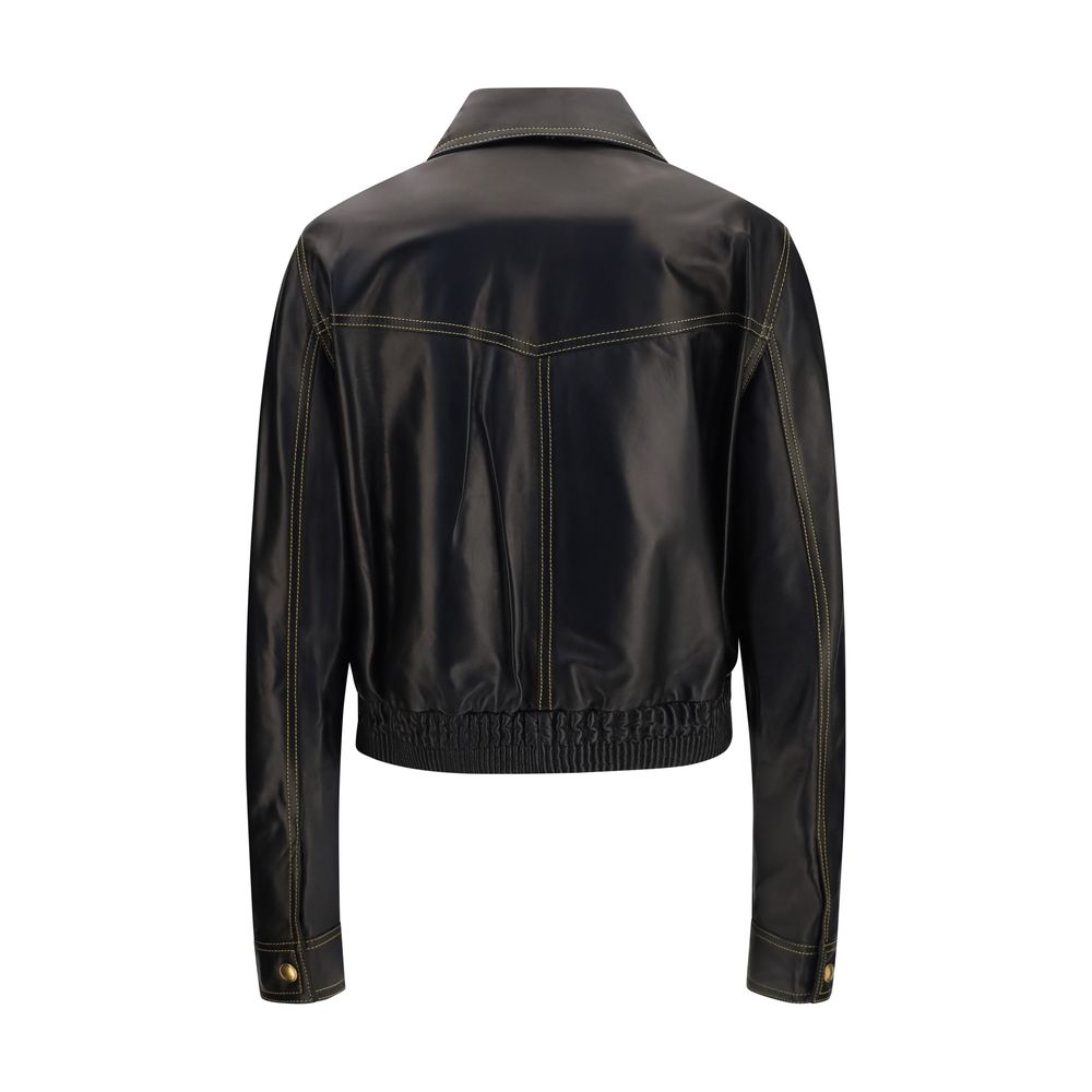 Versace | Black Lamb Ovis Aries Full-Length Jacket