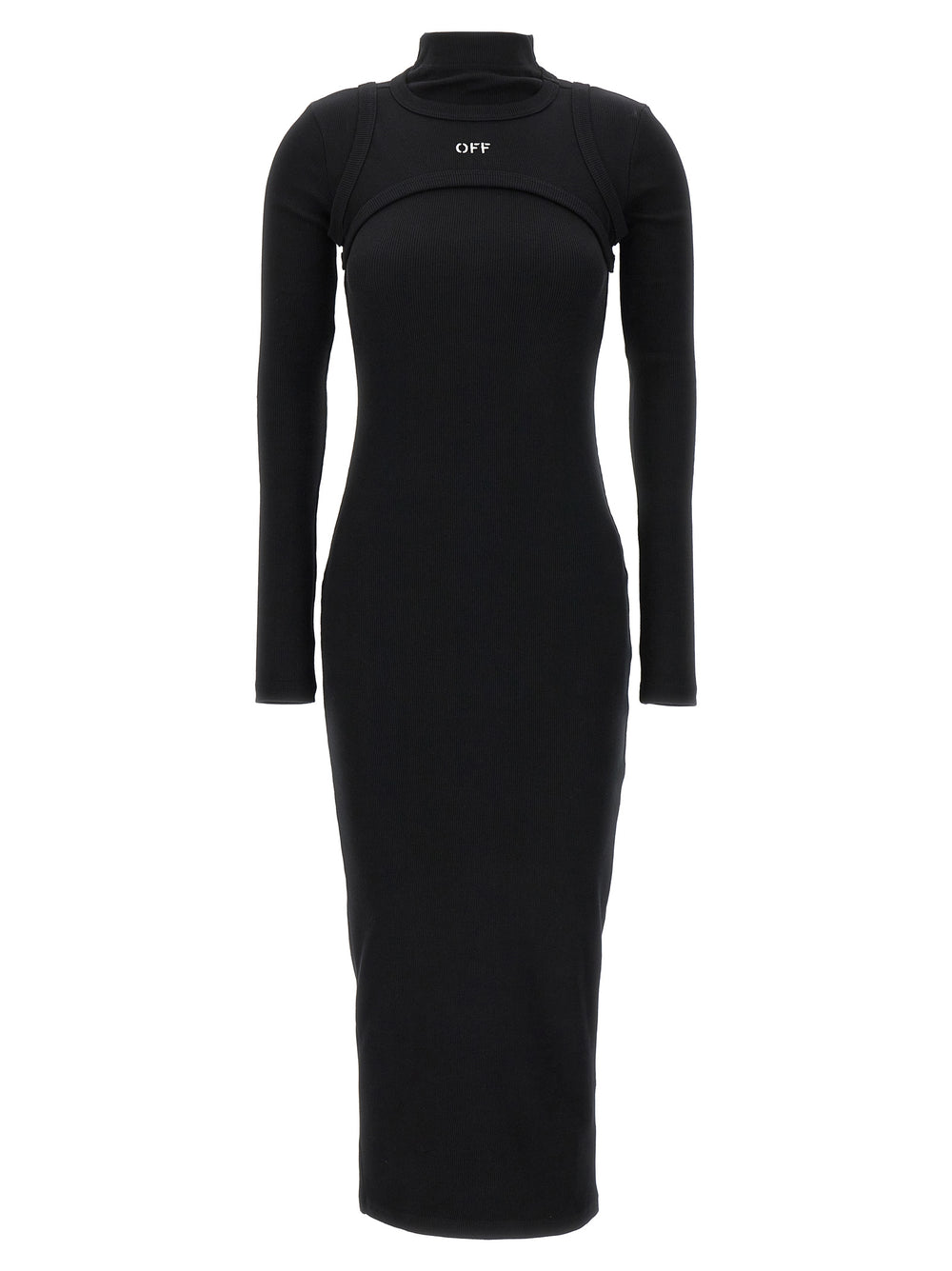 Off-White | Black Cotton Midi Dress