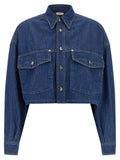 Versace | Blue Cotton Blouse