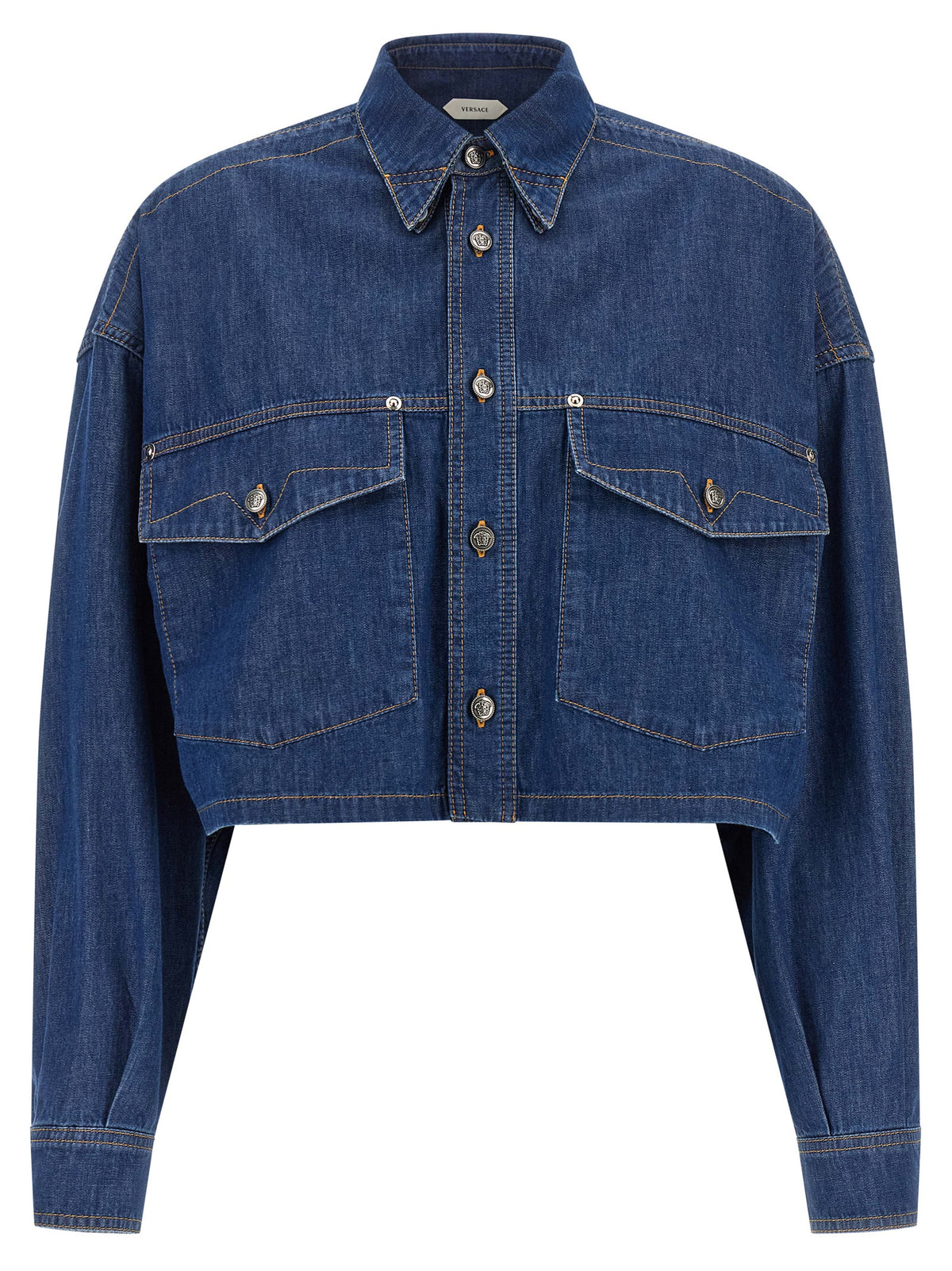 Versace | Blue Cotton Blouse