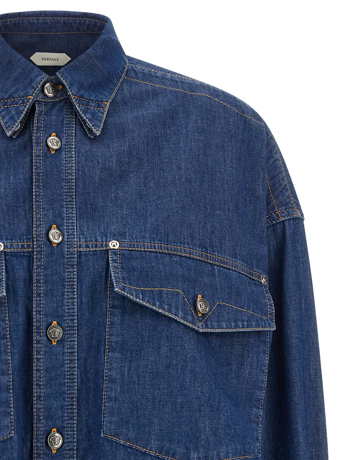 Versace | Blue Cotton Blouse