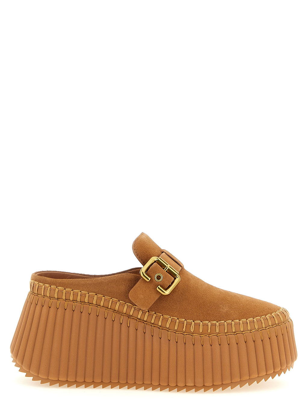 Chloé | Beige Calfskin Wedge Sandals