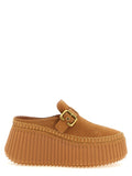 Chloé | Beige Calfskin Wedge Sandals
