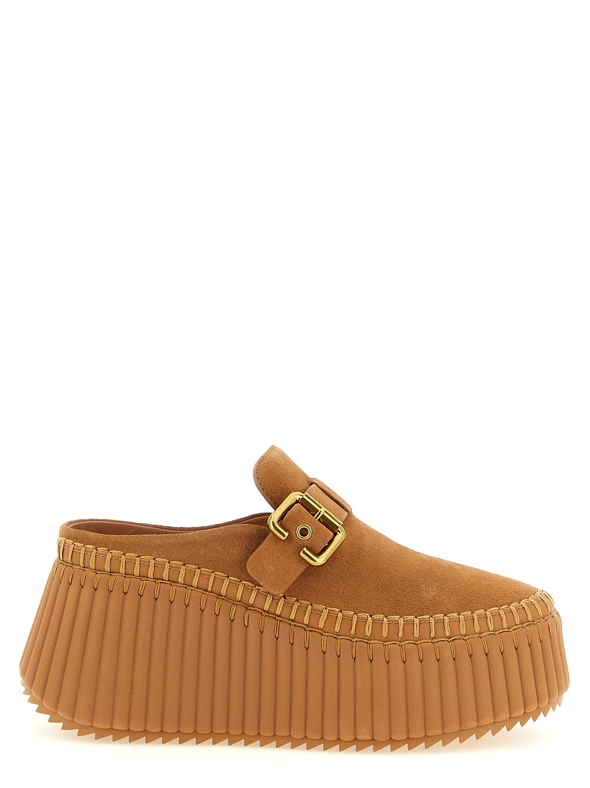 Chloé | Beige Calfskin Wedge Sandals