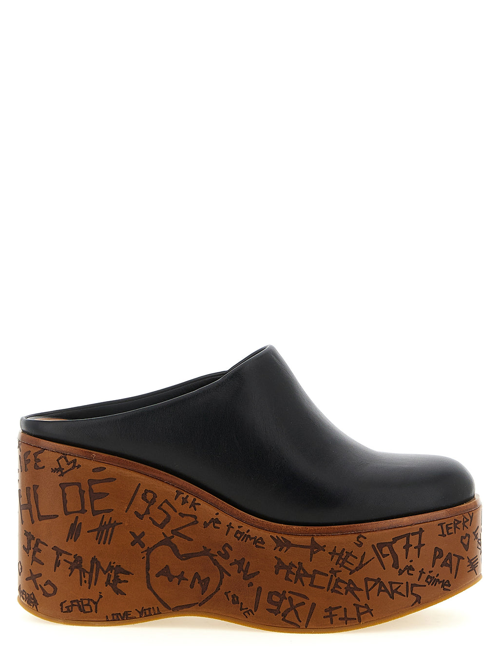 Chloé | Black Calfskin Wedge Sandals