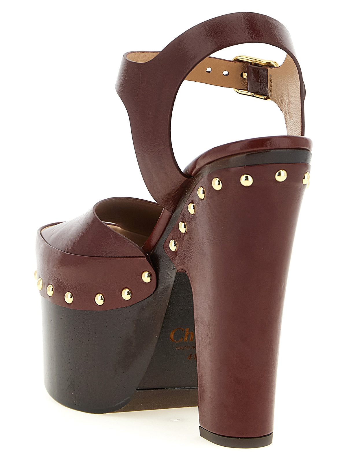 Chloé | Bordeaux Lamb Leather Stiletto Heel Sandals