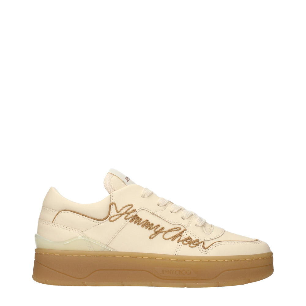 Jimmy Choo | Beige Leather Low Top Sneakers