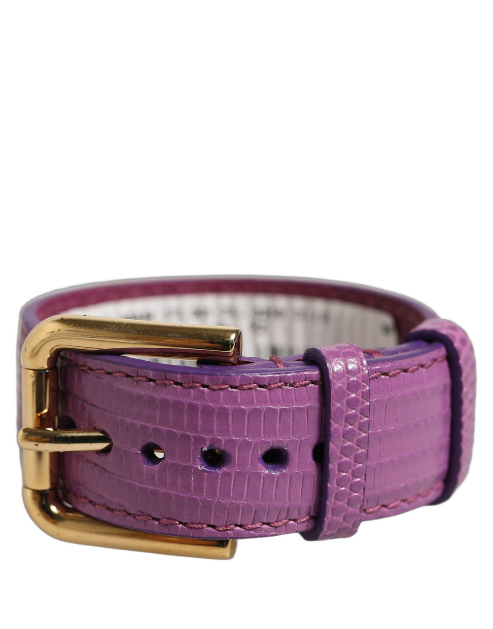 Dolce & Gabbana | Purple Textured Leather Gold Buckle Belt Strap Bracelet