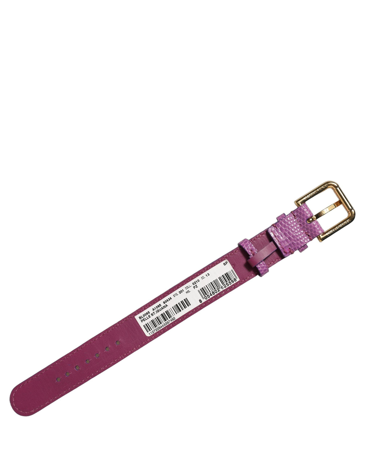 Dolce & Gabbana | Purple Textured Leather Gold Buckle Belt Strap Bracelet