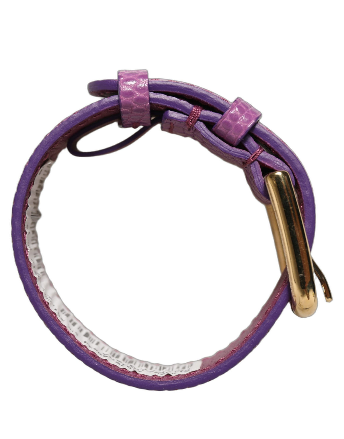 Dolce & Gabbana | Purple Textured Leather Gold Buckle Belt Strap Bracelet